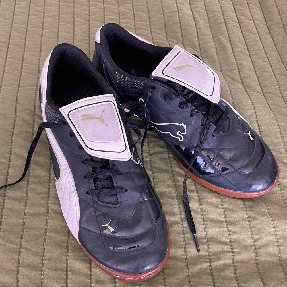 Puma Black and White Indoor Soccer Shoes